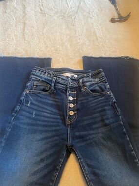 Dark Blue Kancan  High-Waist Women’s Jeans with Button Fly